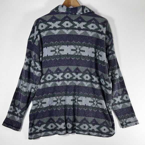 Vintage Focus Wear Womens Large Southwest Aztec Waffle Knit Shirt Made in USA - Picture 4 of 11